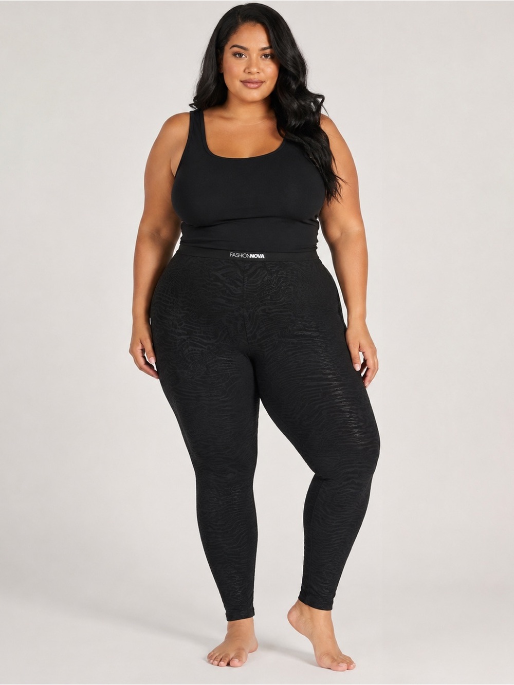 Fashion Nova Black Textured High-Rise Leggings
